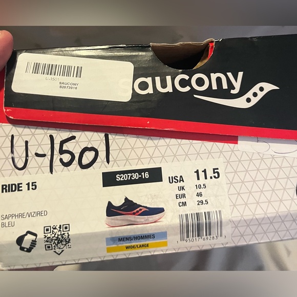 Mens Saucony Ride 15 Athletic Shoes Size 11.5 Wide Blue - Picture 6 of 10